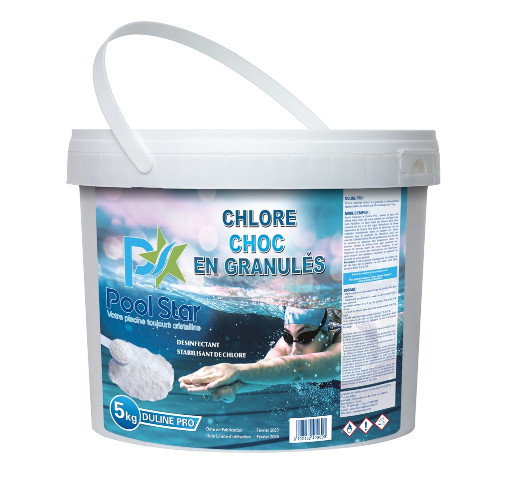 CHLORE STABILISE(CHOC) EN GRANULES POOLSTAR DULINE PRO 5KG